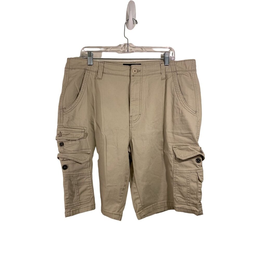 Iron Co. Mens Cargo Shorts 36 Beige - Perfect for Storing Snacks & Secrets